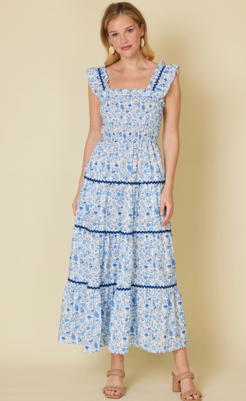 Floral Tiered Dress | Blue